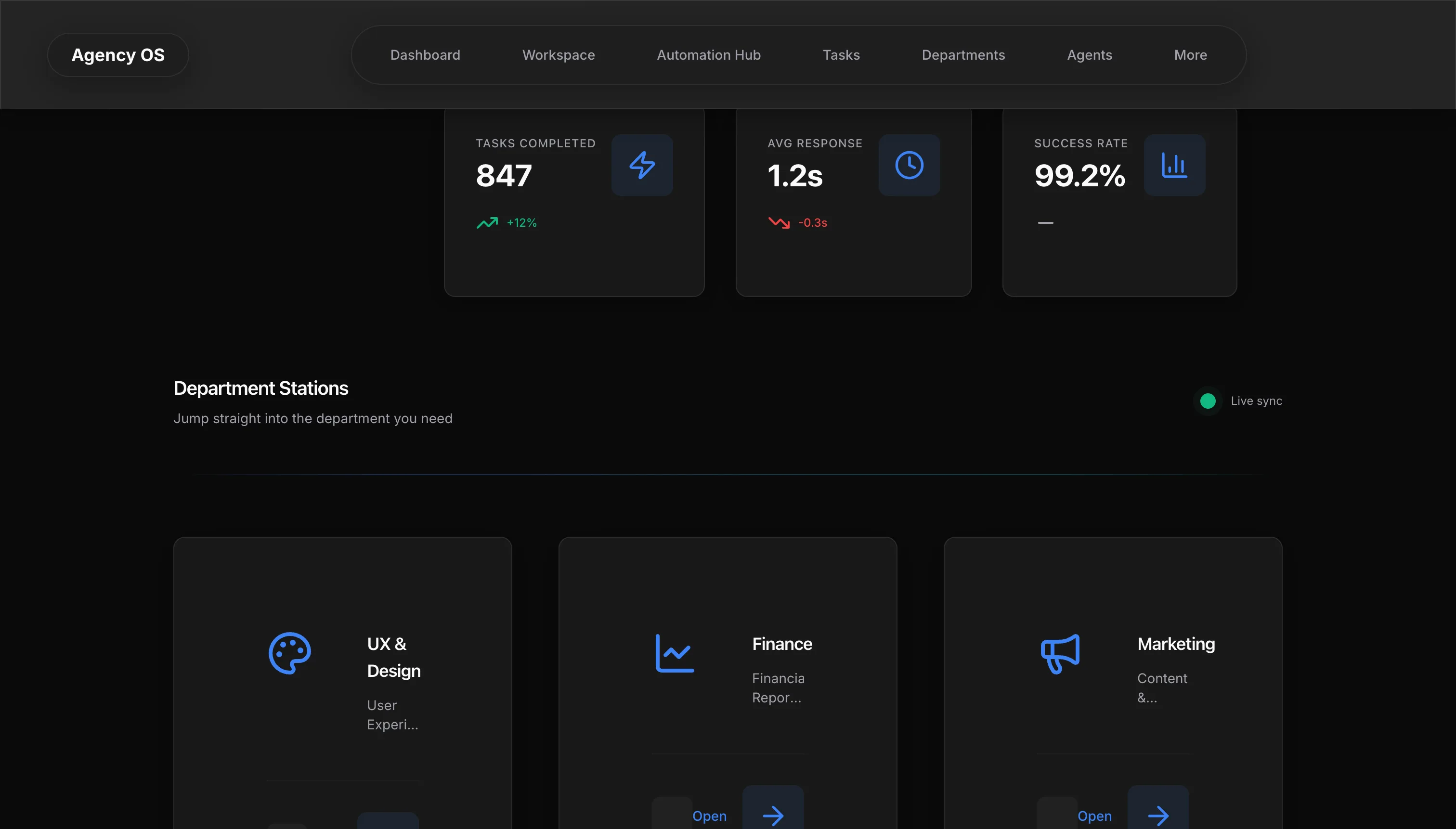 Agencyos Dashboard Departments