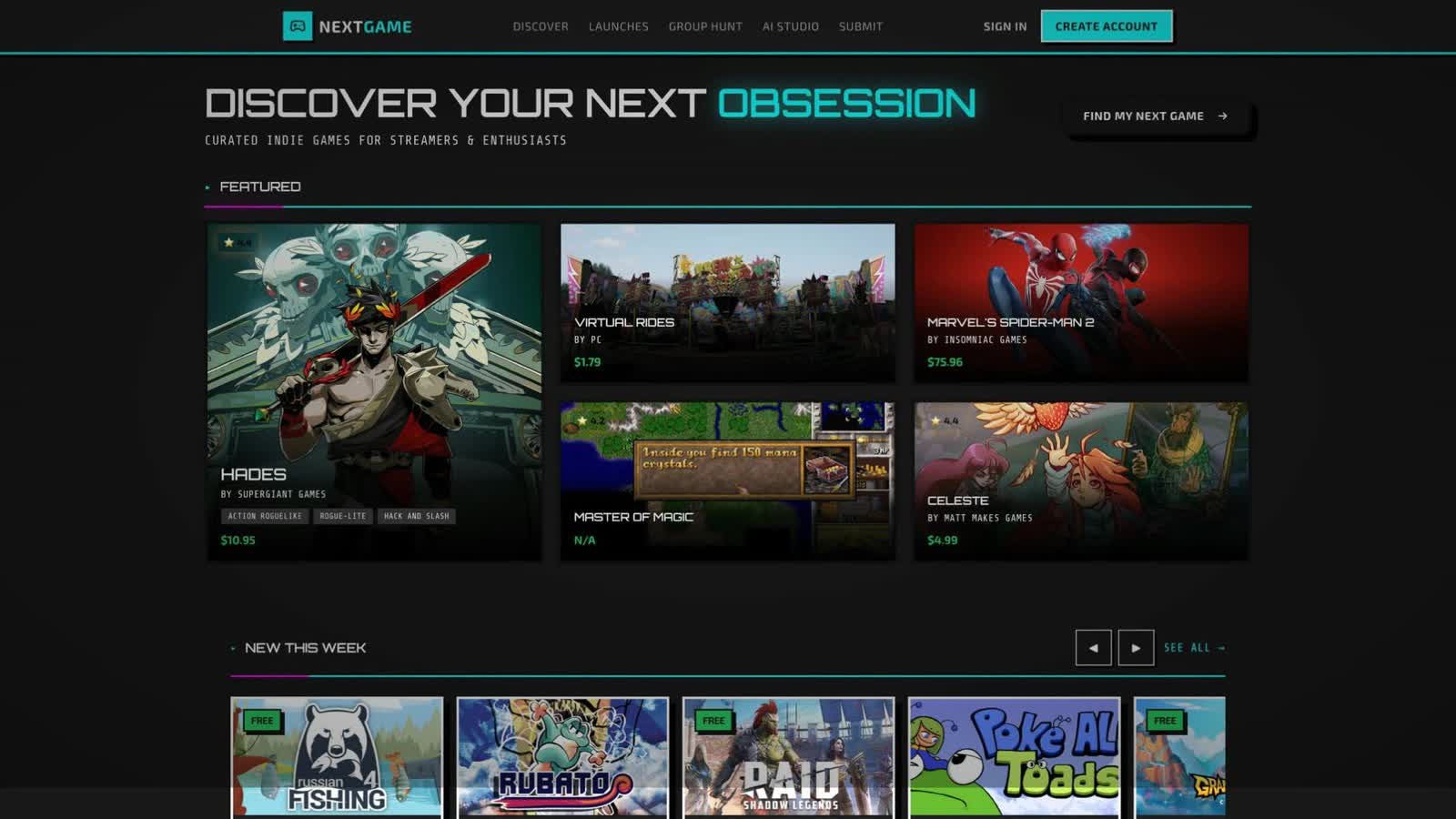 Nextgame Homepage 2026 03