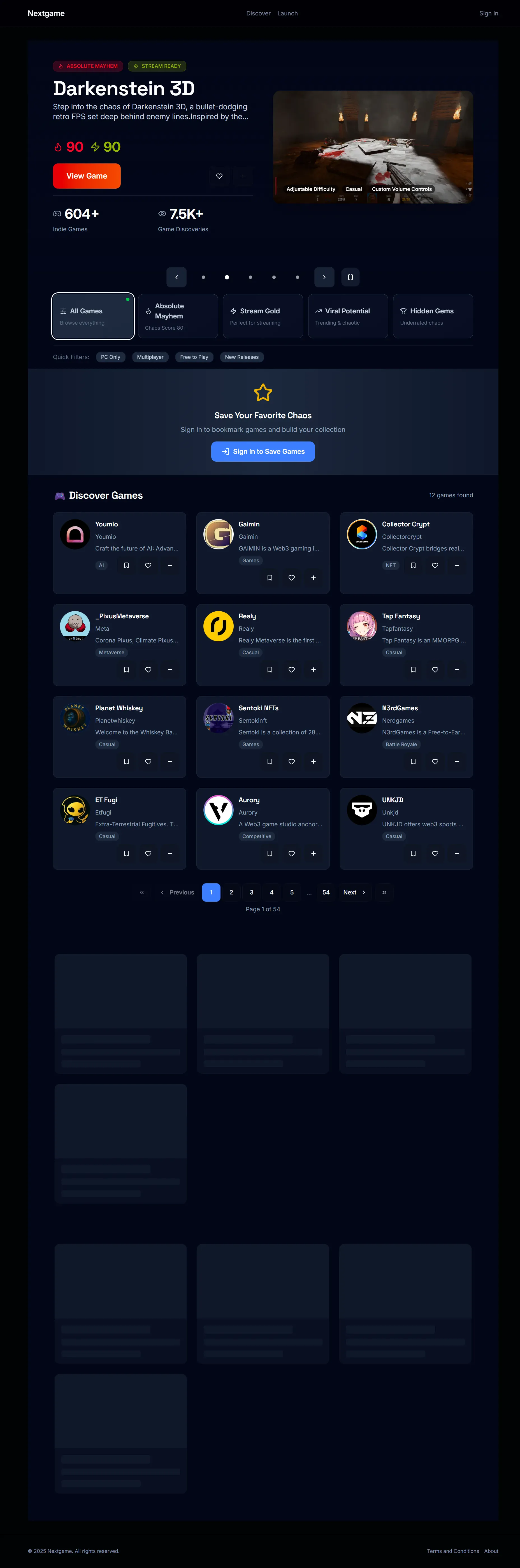 Nextgame Homepage