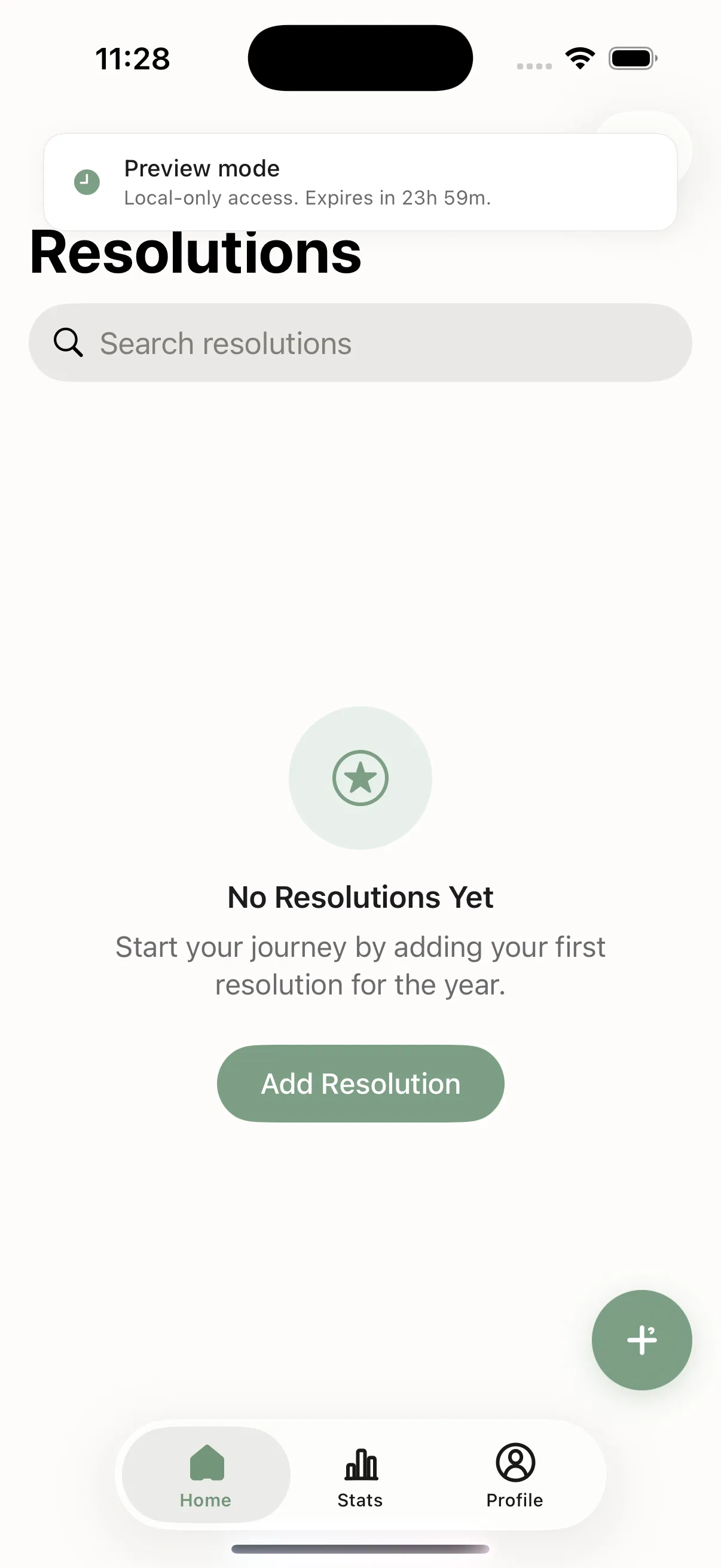 Resolution Tracker Resolution Tracker 16 Stats Screen