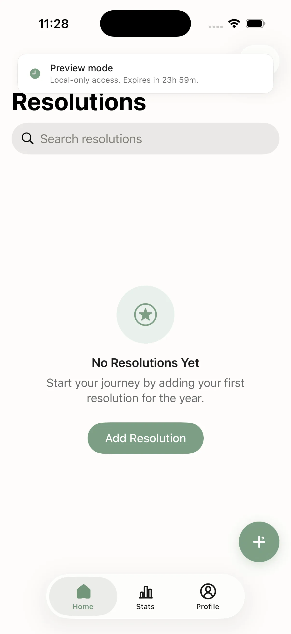 Resolution Tracker Resolution Tracker 18 Profile Screen