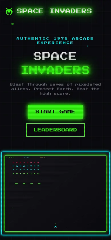 Space Invaders Homepage Mobile