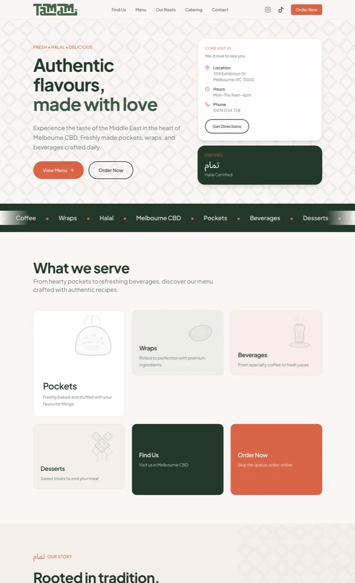 Tamam Cafe Tamam Homepage